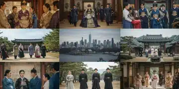 Captivating collage of historical and modern K-drama scenes, illustrating diverse genres and eras.