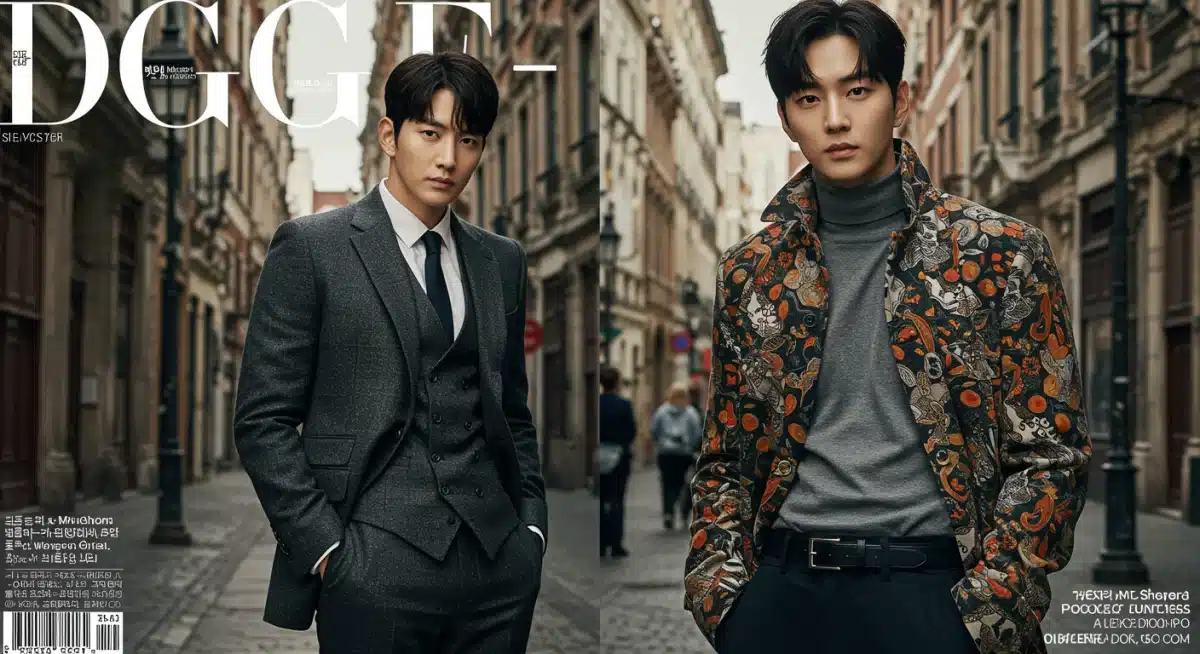 K-drama actor in high-fashion magazine shoot in European city