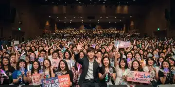 K-Drama actor interacting with excited US fans at a 2024 fan meet
