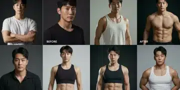 Six K-drama actors showcasing dramatic physique transformations for their 2024 roles, highlighting dedication.