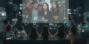 Diverse K-drama fans engaging with interactive viewing platforms in the US