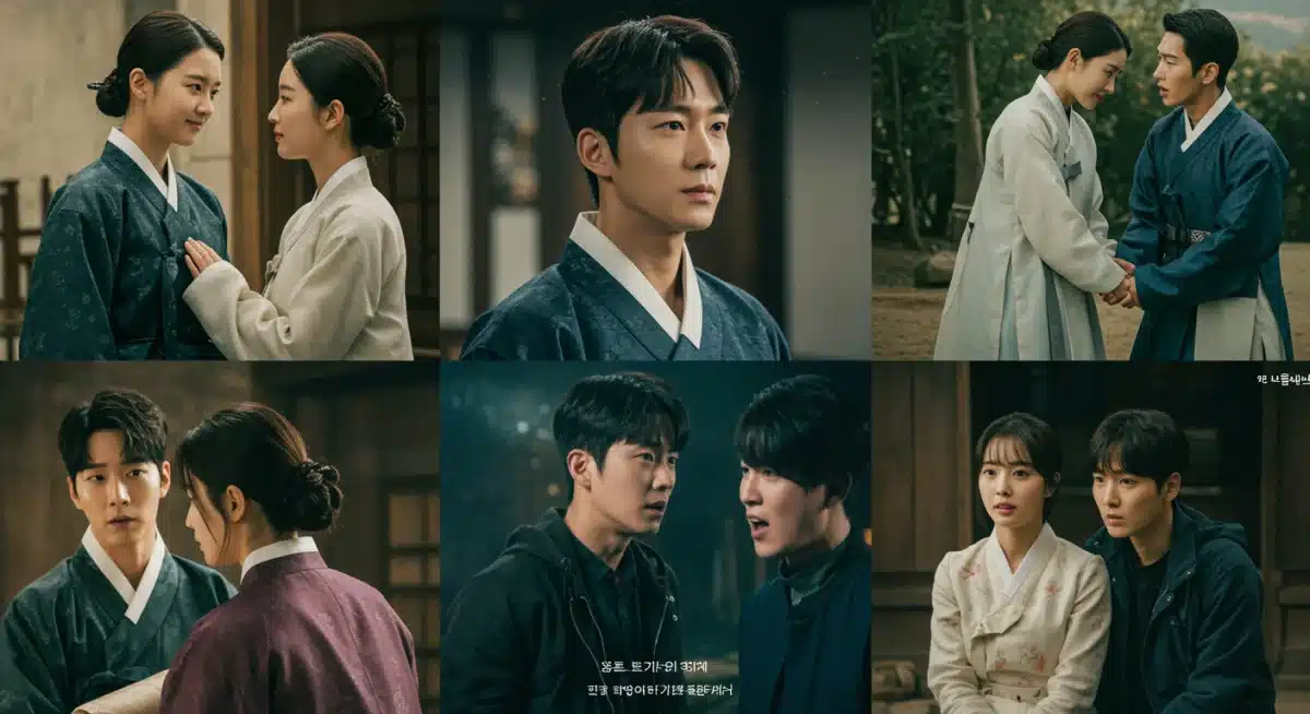 Collage of K-drama genres: historical, thriller, romance, representing Summer 2025 diversity