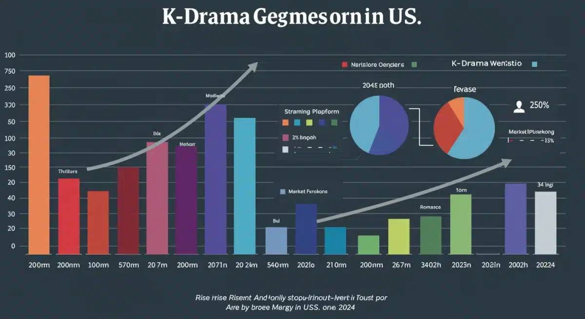 Infographic showing K-drama genre popularity and streaming platform market share changes in the U.S.