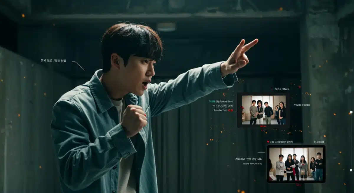 K-drama actor delivering a powerful performance, symbolizing the genre's growing global influence.