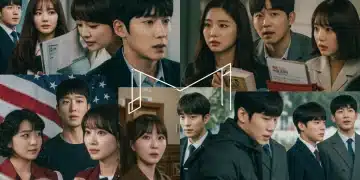 Collage of popular K-drama scenes with review elements, targeting U.S. audience
