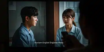 Captivated viewer watching a K-Drama with high-quality English subtitles on a large screen