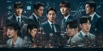 Futuristic collage showing K-Drama stars and U.S. city, symbolizing 2025 trend prediction.