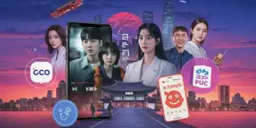 Dynamic visual showcasing K-drama's future in the US through cross-industry partnerships.