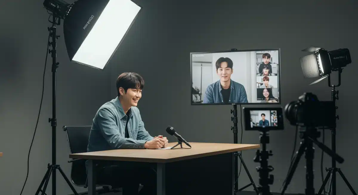 K-Drama actor engaging with fans virtually during a Q&A session