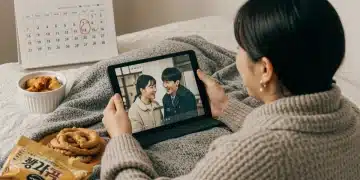 Person watching K-Drama, planning 2025 watchlist