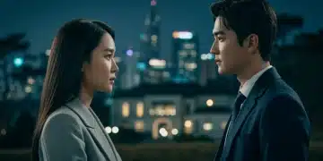 Kim Soo-hyun and Kim Ji-won in an intense scene from 'Queen of Tears', symbolizing their complex relationship and the drama's central themes for U.S. audiences.