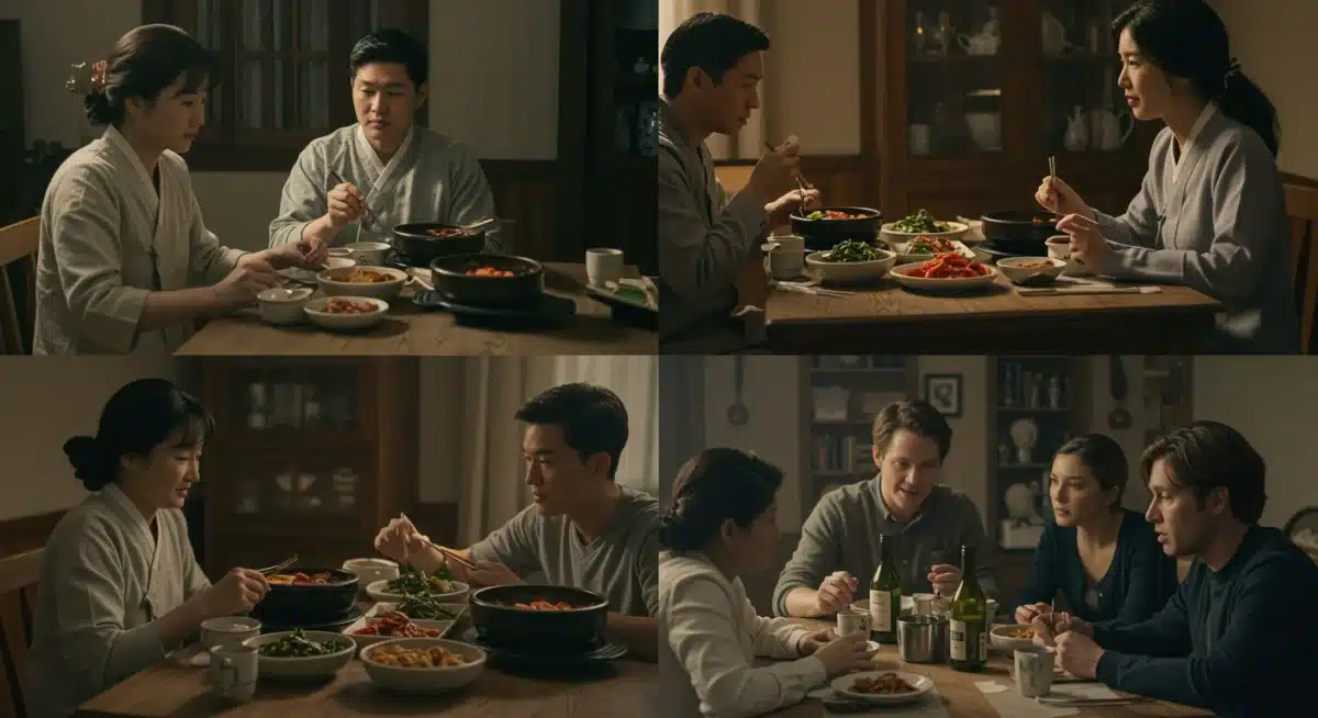 Cultural comparison of family meals in 'Reply 1988' and U.S. households