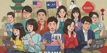 Diverse US audience engaging with K-drama content on various digital platforms, showcasing the growing popularity of niche streaming services.
