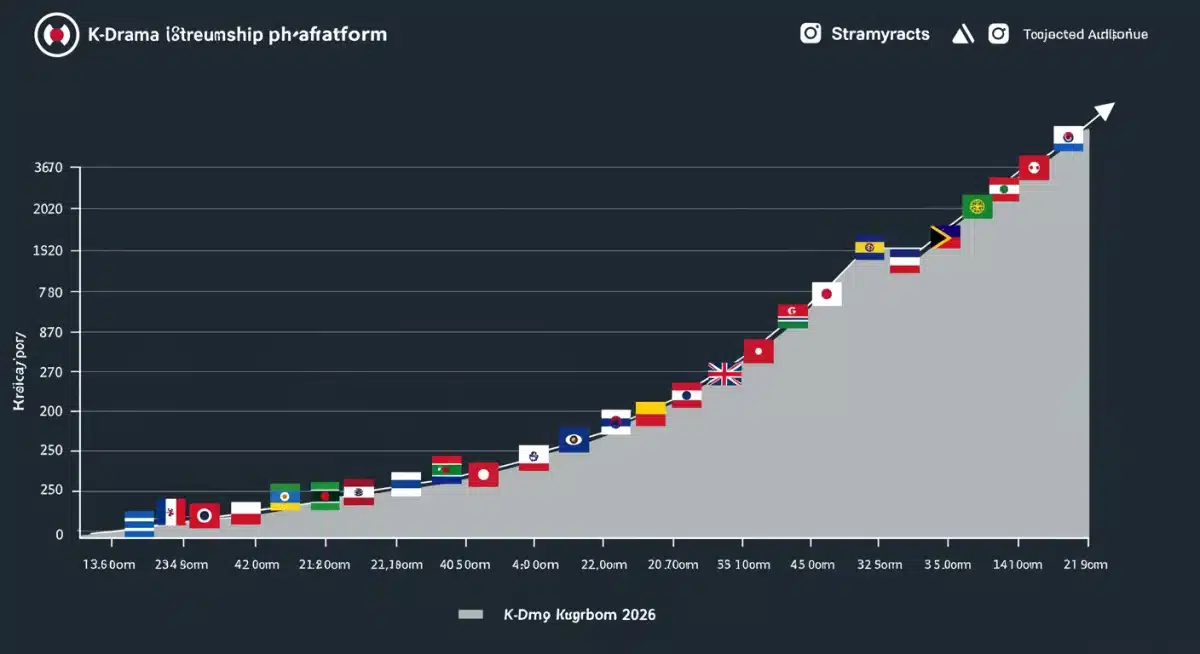 Infographic illustrating the global growth of K-Drama viewership on streaming platforms