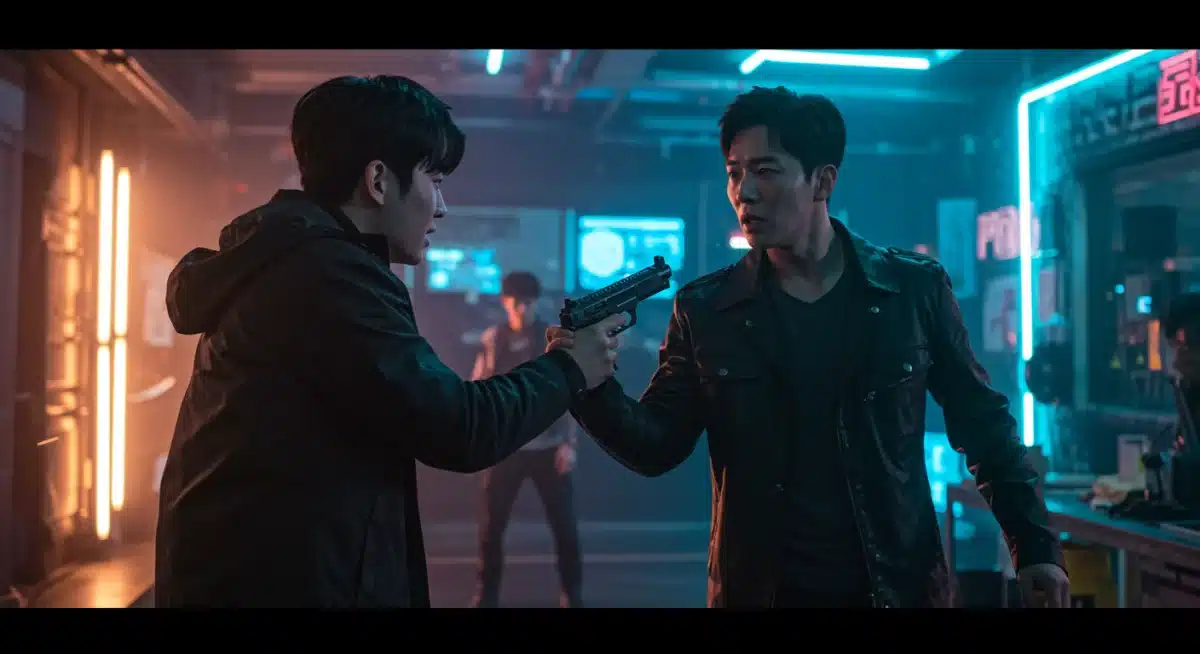 Exciting action sequence from a sci-fi K-Drama, futuristic setting