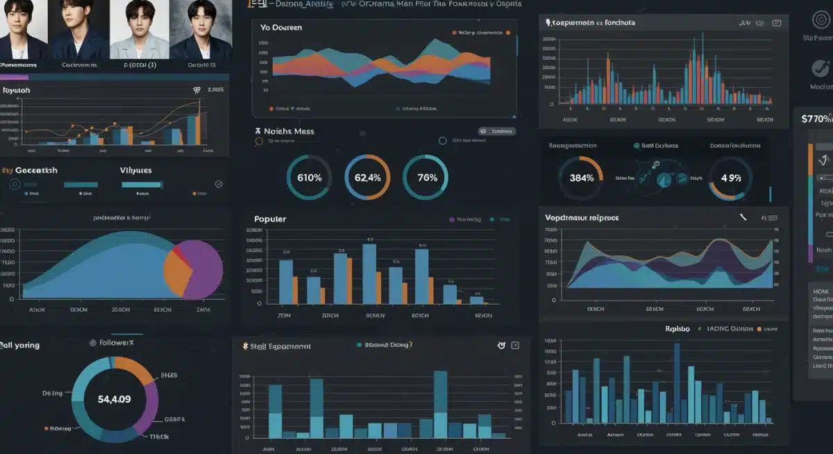 Digital dashboard showcasing social media metrics and engagement for K-Drama actors