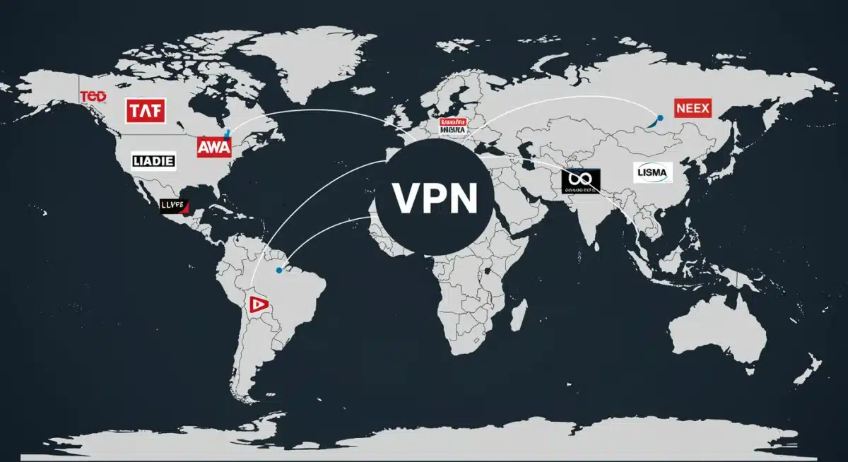 Global K-Drama content access using a VPN to bypass geo-restrictions on a world map.